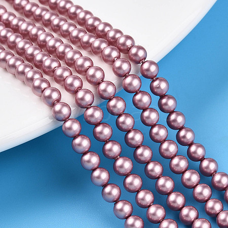 Baking Painted Pearlized Glass Pearl Bead Strands HY-N002-4mm-C01-1