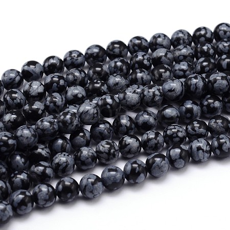 Natural Snowflake Obsidian Round Bead Strands X-G-J303-09-4mm-1