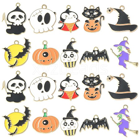 40Pcs 10 Styles Halloween Alloy Enamel Pandants ENAM-CJ0004-14-1