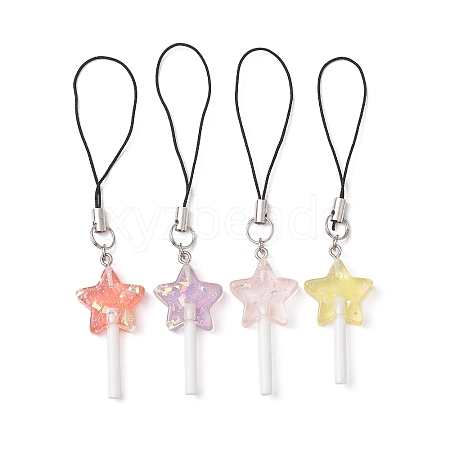 4Pcs 4 ColrosResin Pendant Decorations HJEW-JM01722-1