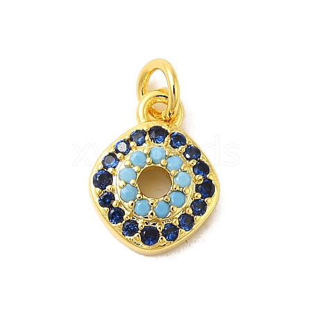 Real 18K Gold Plated Rack Plating Brass Micro Pave Cubic Zirconia Pendants Charms KK-S396-01D-1