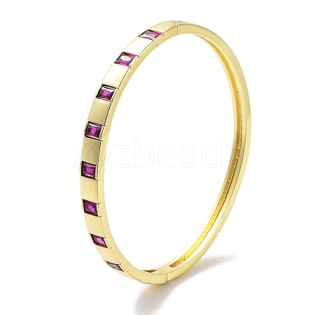 Brass Pave Medium Violet Red Glass Hinged Bangles for Women BJEW-Z061-08A-1