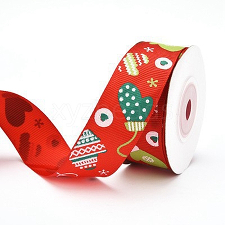 Christmas Theme Polyester Grosgrain Ribbon PW-WG86446-07-1