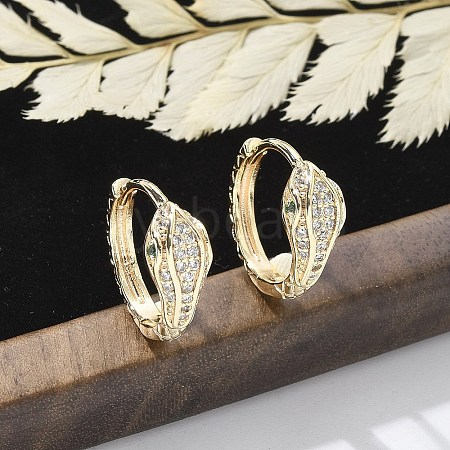 Brass Clear Cubic Zirconia Hoop Earrings EJEW-Q014-20G-1