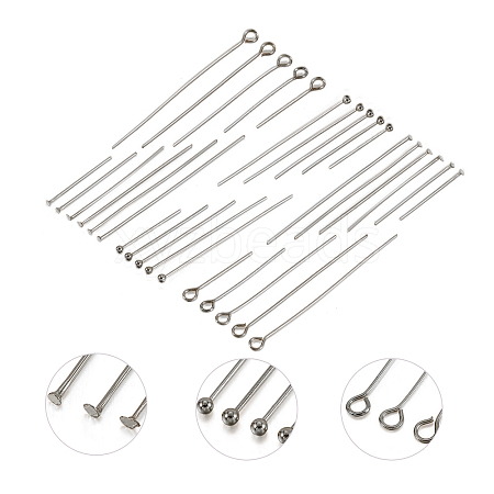 150Pcs 304 Stainless Steel Ball Head Pins & Flat Head Pins & Eye Pin STAS-CJ0001-176-1