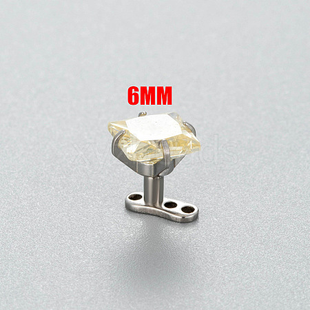 Titanium Steel Cubic Zirconia Square Dermal Anchor Base/Top for Women Men WG87C2F-05-1