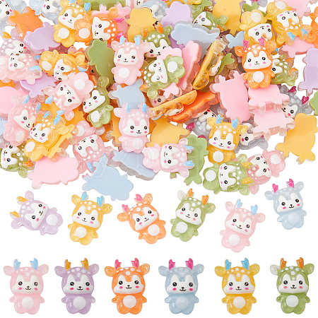 100Pcs Christmas Reindeer Transparent Resin Cabochons RESI-SC0005-58-1