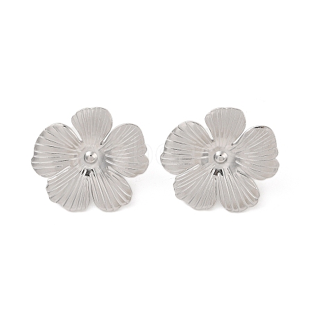 Non-Tarnish Flower 304 Stainless Steel Stud Earrings for Women EJEW-L272-031P-03-1