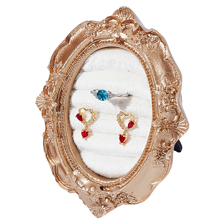 Goldenrod Photo Frame Resin Finger Ring Organizer Holder with Velvet Mat RDIS-WH0016-22-1