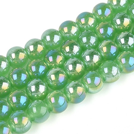 Electroplate Imitation Jade Glass Beads Strands GLAA-T032-J8mm-AB05-1