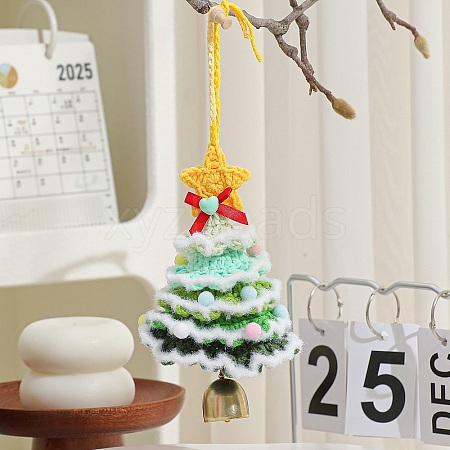 Christmas Tree Wool Cloth Hanging Door Signs HJEW-B009-01-1