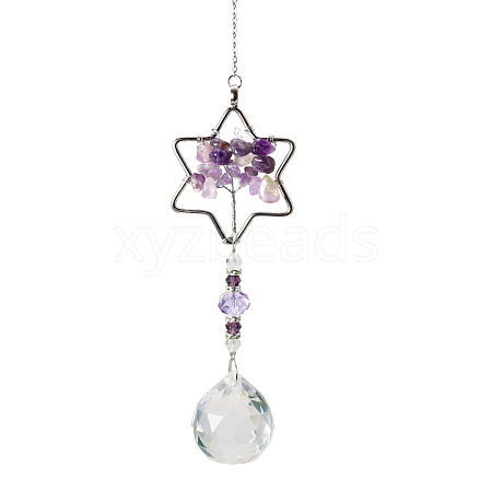 K9 Crystal Glass Big Pendant Decorations HJEW-PW0001-013E-1