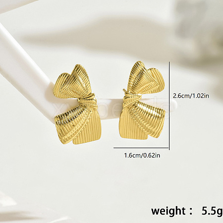 Vintage Striped Stainless Steel Butterfly Stud Earrings for Women DN9963-1