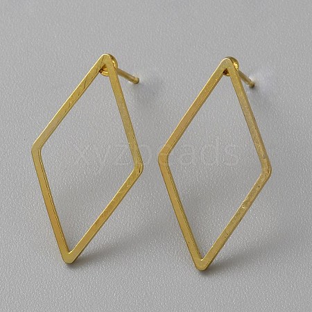 Golden Brass Hollow Geometric Stud Earrings EJEW-WH0012-127D-1