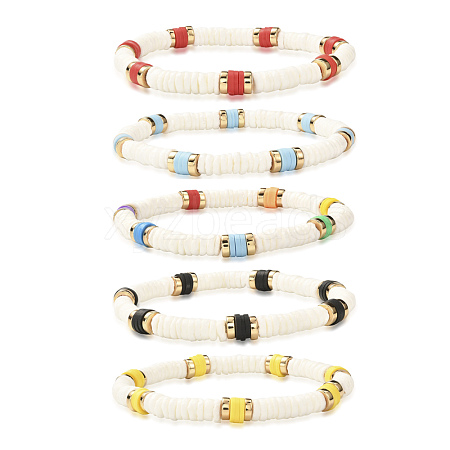Disc Beads Stretch Bracelet for Teen Girl Women BJEW-JB06985-1