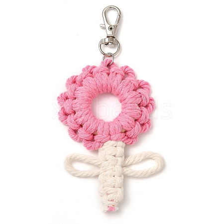 Flowers Woven Cotton Thread Pendant Decorations HJEW-JM02452-04-1