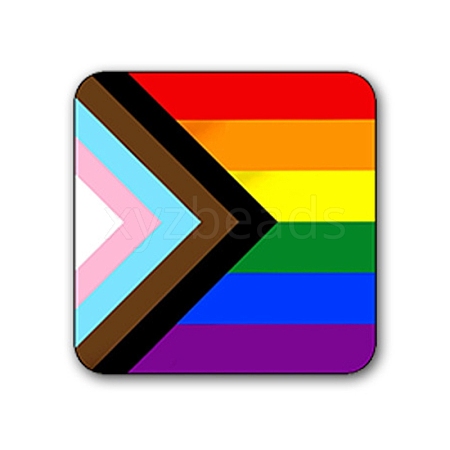 Pride Rainbow Flag Theme Tinplate Brooch PW-WG45491-03-1