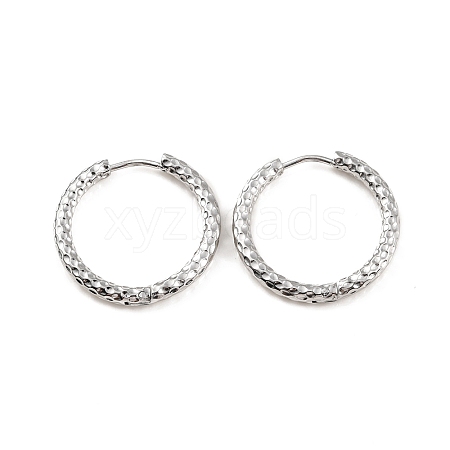 Non-Tarnish 304 Stainless Steel Grooved Hoop Earrings EJEW-M218-01C-P-1