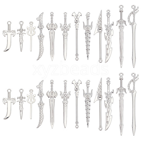 Olycraft 24Pcs 12 Style Rack Plating Alloy Pendants PALLOY-OC0002-97-1