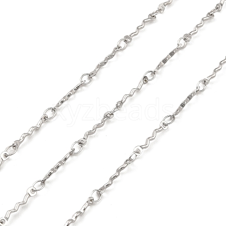 Handmade 304 Stainless Steel Wave Link Chains CHS-G025-14P-1