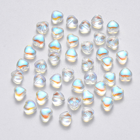 Transparent Spray Painted Glass Beads GLAA-R211-02-D02-1