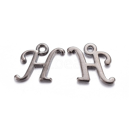 Gunmetal Plated Alloy Letter Pendants PALLOY-P097-03-H-1