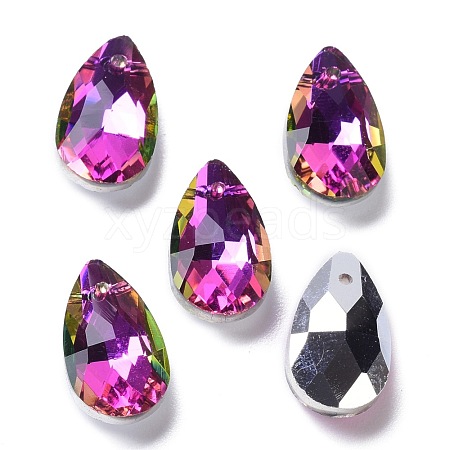 Faceted Teardrop Glass Pendants GLAA-O008-A23-1