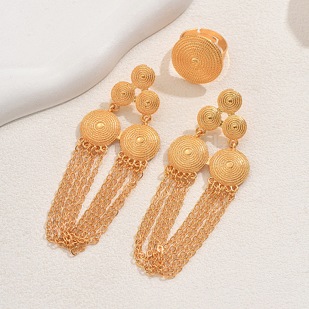 Vintage Alloy Round Tassel Earrings & Ring Sets for Women's Party Wedding LS-KC7338-1