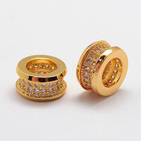 Brass Micro Pave Cubic Zirconia Beads ZIRC-D113-35G-FF-1