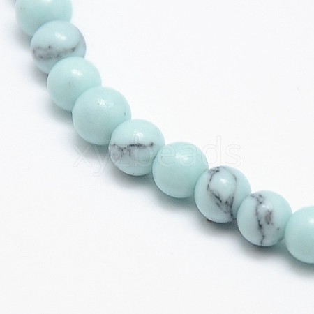 Synthetic Turquoise Smooth Round Beads Strands G-L146-6mm-01-1