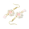 Shell Pearl with Glass Dangle Earring EJEW-JE05931-01-4