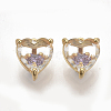 Brass Cubic Zirconia Charms KK-T050-06G-02-NF-1