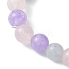 8mm Round Natural Aquamarine & Rose Quartz & Amethyst Beaded Stretch Bracelets BJEW-TA00502-4