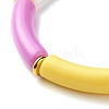 Curved Tube Opaque Acrylic Beads Stretch Bracelet for Teen Girl Women BJEW-JB06940-03-4