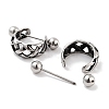 Hollow Cross 316 Surgical Stainless Steel Shield Barbell Hoop Earrings EJEW-Z050-55AS-2