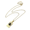 304 Stainless Steel Black Enamel Rectangle with Constellation Pendant Necklaces NJEW-I128-01A-3