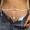 Alloy Full Crystal Rhinestone Heart Dangle Bell Button Ring Tassel Waist Chains WGAC653-01-1