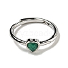 Heart Natural Dyed & Heated Green Onyx Agate Adjustable Rings RJEW-Q818-02P-04-3