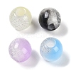 Two Tone Resin European Beads with Glitter Powder RESI-F055-01-1