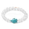 3Pcs Beach Dolphin & Turtle & Starfish Dyed Synthetic Turquoise Bead Bracelets BJEW-JB10252-3