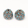 Platinum Plated Brass Polymer Clay Rhinestone Cord Ends RB-L025-24-2