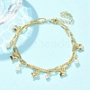 Brass Micro Pave Clear Cubic Zirconia Charm Bracelets BJEW-C083-14G-2