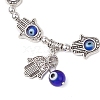 Alloy Hamsa Hand with Evil Eye Link Charm Bracelets for Women Men BJEW-JB11468-3