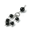 Natural Black Onyx(Dyed & Heated) Round Tassel Big Pendants PALLOY-JF03281-02-3