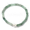 2Pcs 2 Style Natural Green Aventurine Bamboo & Shell Pearl Beaded Stretch Bracelets Set BJEW-TA00309-2