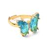 Adjustable Brass Glass Finger Rings RJEW-P148-A01-23-2