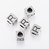 304 Stainless Steel Large Hole Letter European Beads LS-STAS-H428-01AS-R-1