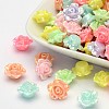 AB Color Plated Opaque Acrylic Flower Beads SACR-Q106-20-1