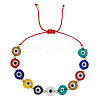 10mm Colorful Glass Evil Eye Adjustable Braided Bead Bracelets for Women Men BC1589-1