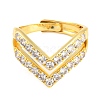 Brass Crown Adjustable Ring with Clear Cubic Zirconia RJEW-Q781-02G-2